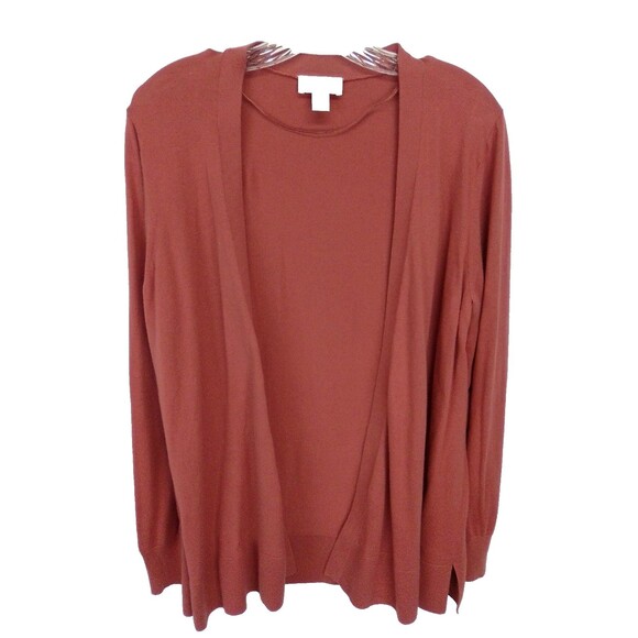 Loft Women's Long Sleeve Open Front Light Weight Cardigan Solid Orange Size XL - Picture 3 of 7